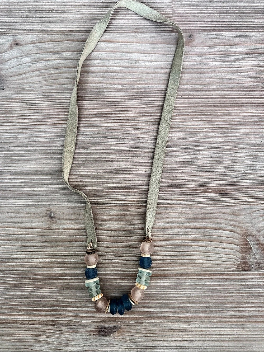 Twine $ Twig Beaded Long Necklace in Blue & Green